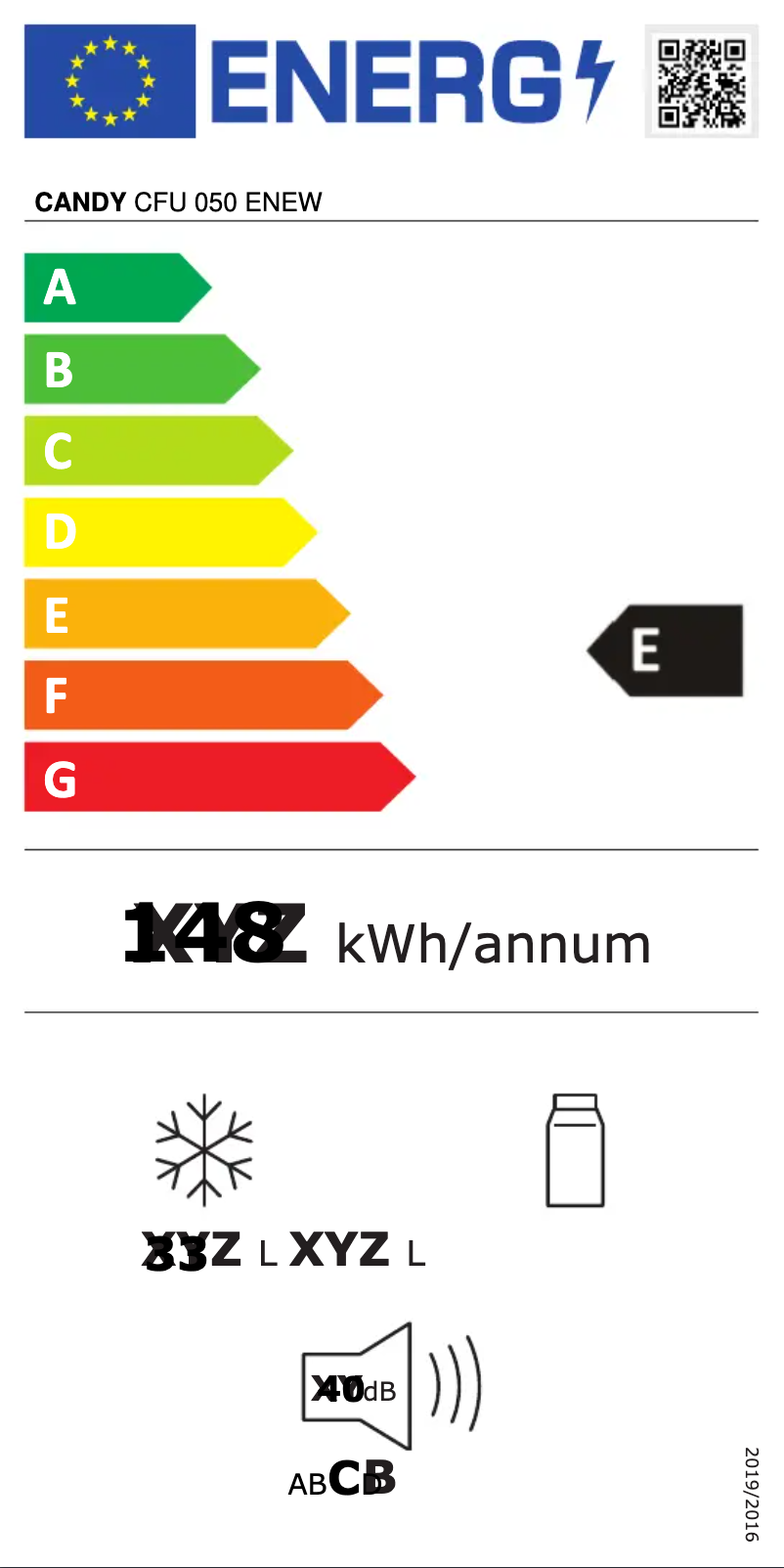Page 1 of the manual Energy Label Candy CFU 050 ENEW