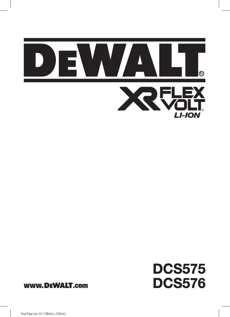Page 1 of the manual User Manual DeWalt DCS575