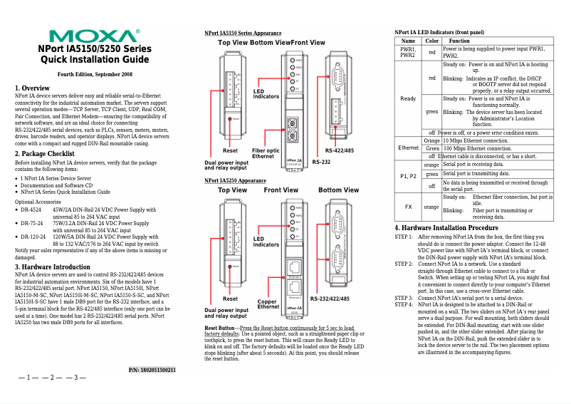 First page image of the manual for NPort IA-5150I-S-SC