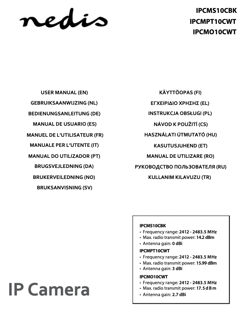 Page 1 of the manual User Manual Nedis IPCMPT10CWT