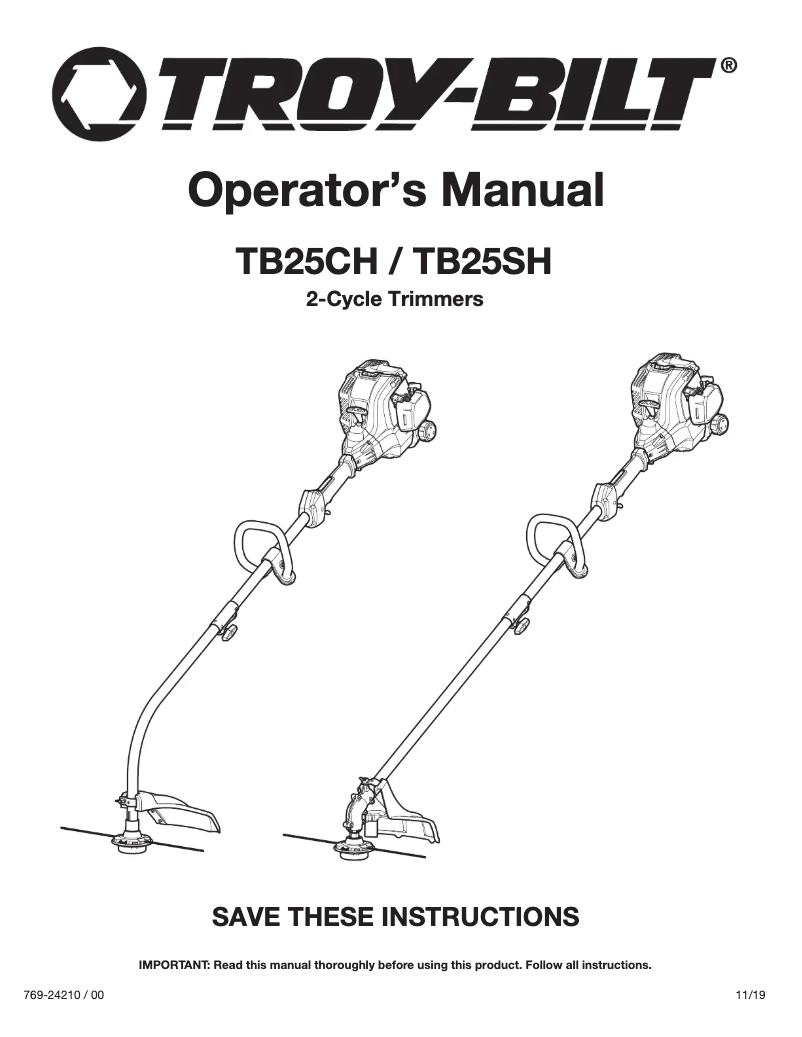 Page 1 of the manual User Manual Troy-Bilt TB25CH