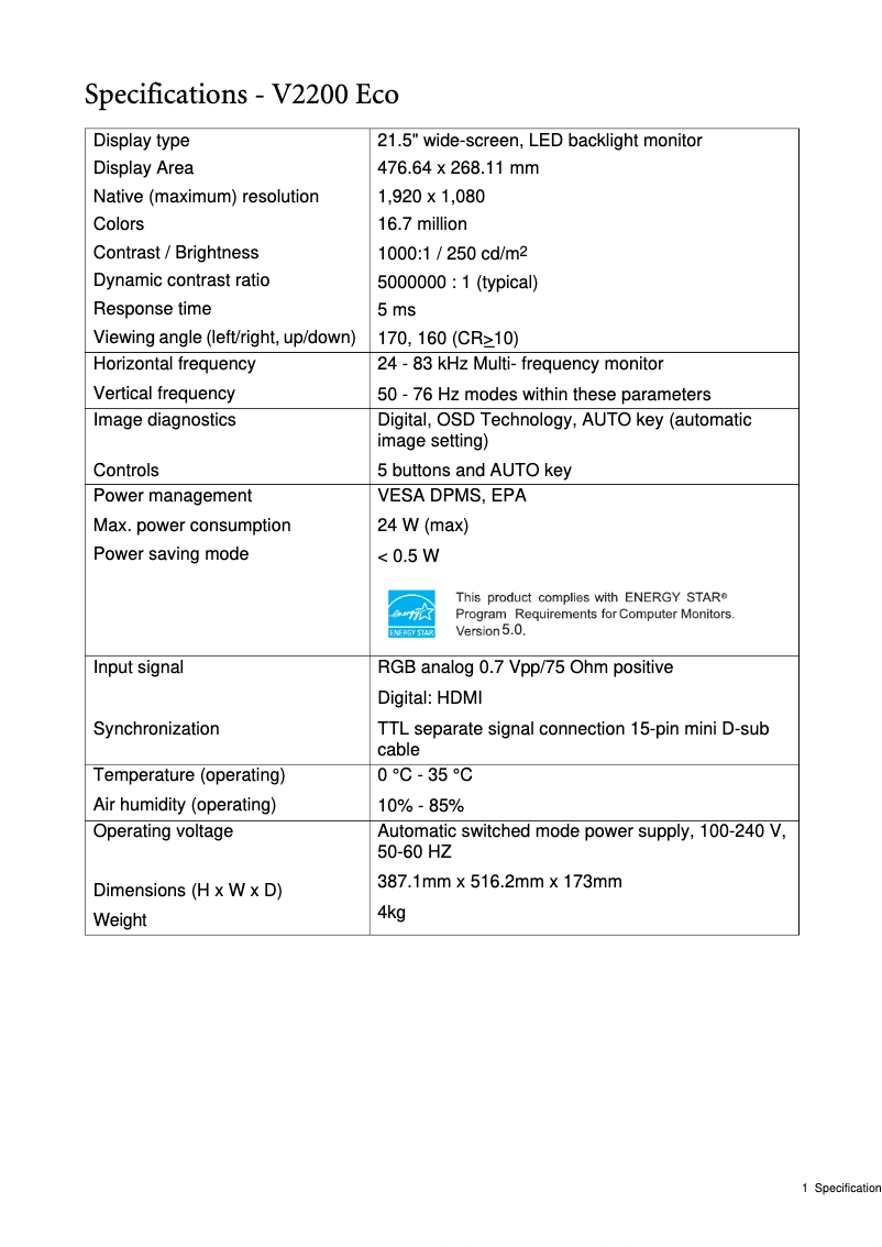 Image de la première page du manuel de l'appareil V2400 Eco