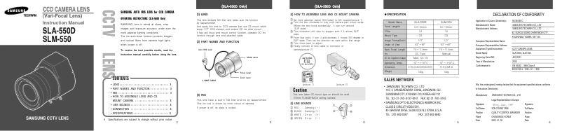 First page image of the manual for SLA-550D