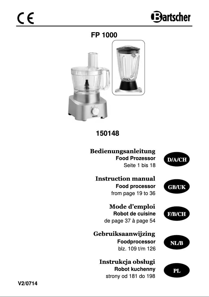 Page 1 of the manual User Manual Bartscher 150148
