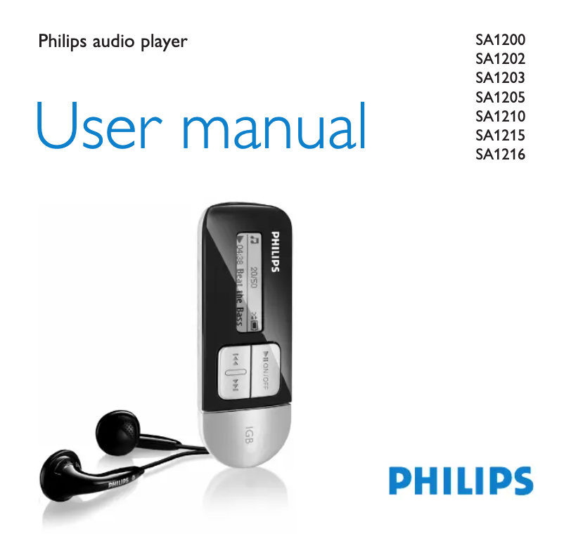 Page 1 of the manual User Manual Philips SA1203