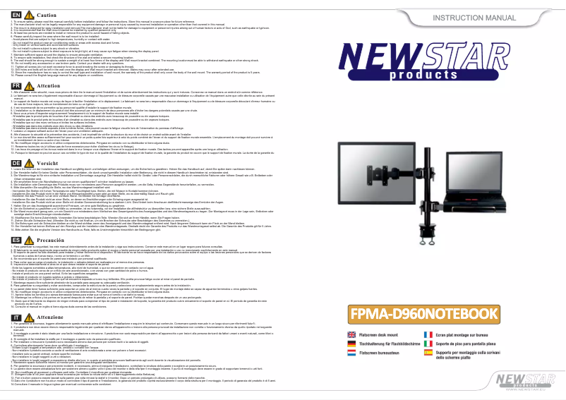 Page 1 of the manual User Manual Newstar FPMA-D960NOTEBOOK