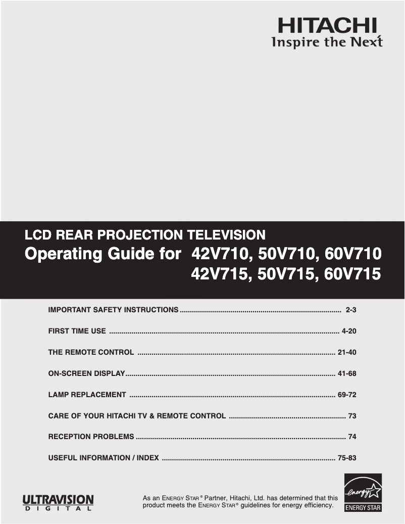 Page 1 of the manual User Manual Hitachi 60V715