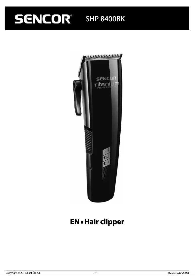 Page 1 of the manual User Manual Sencor SHP 8400BK