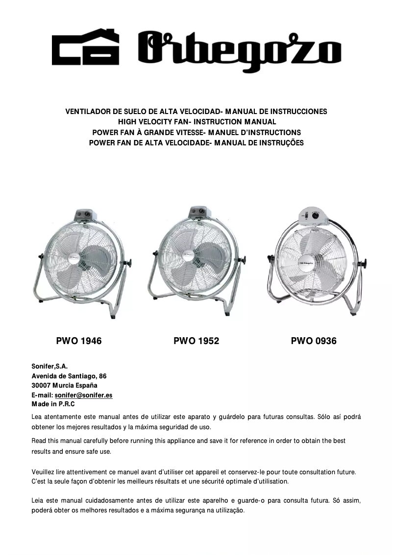 First page image of the manual for PWO 1946