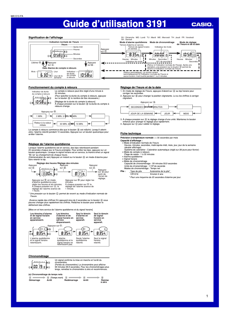 Page 1 of the manual User Manual Casio LA670WEM-7EF