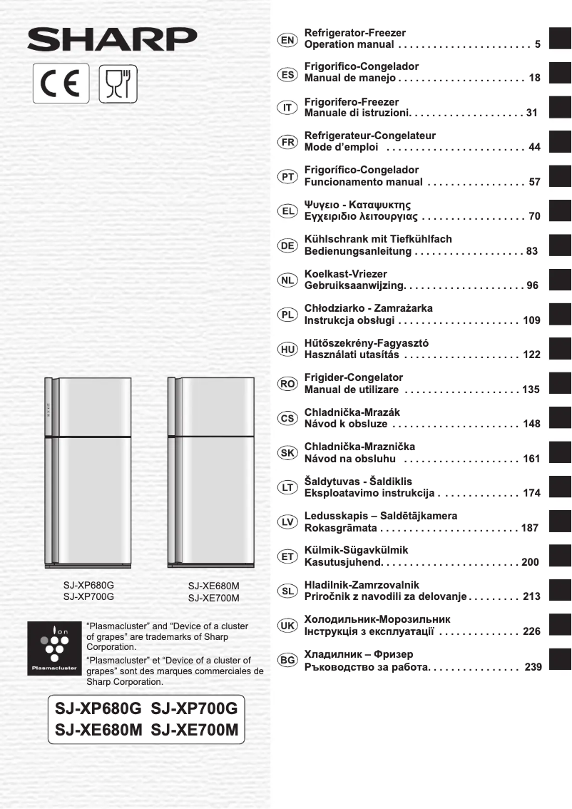 Page 1 of the manual User Manual Sharp SJ-XP700GBK