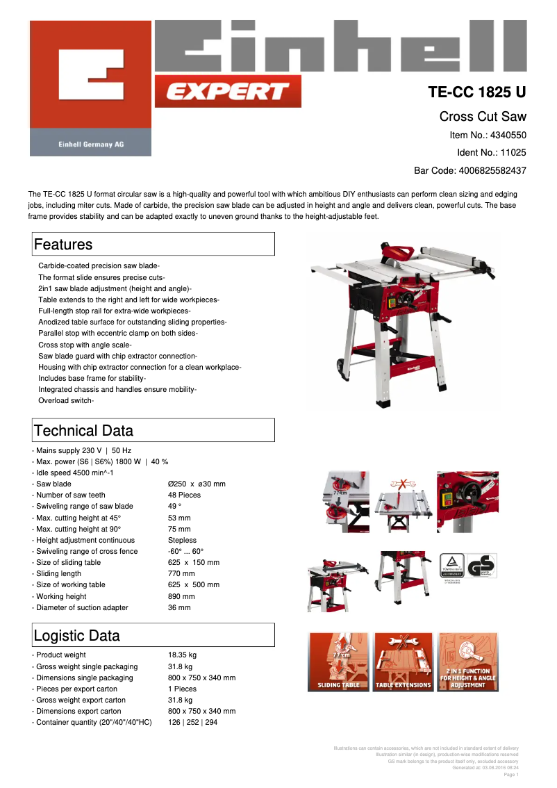 First page image of the manual for TE-CC 1825 U