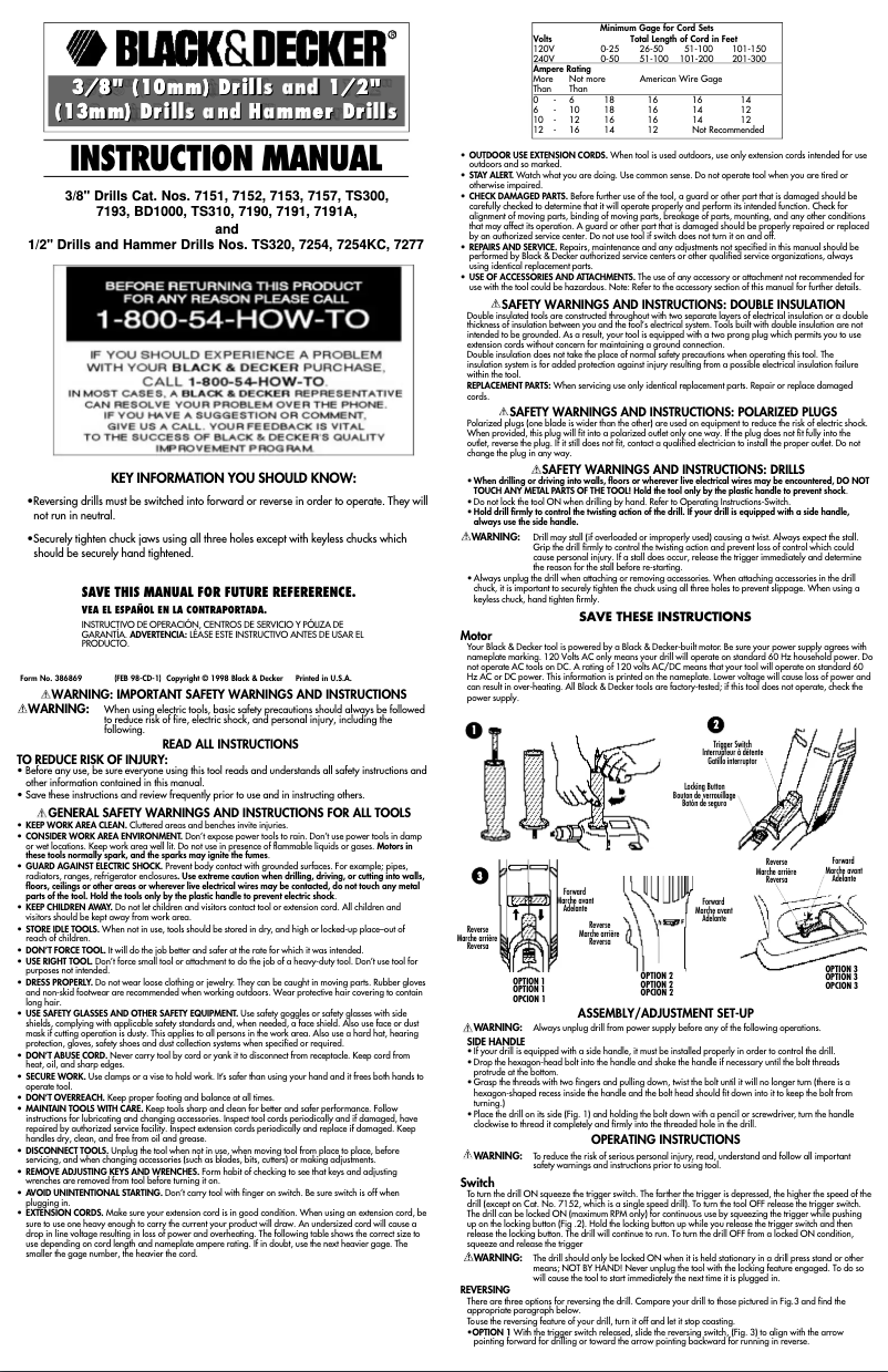 Page 1 of the manual User Manual Black & Decker TS310
