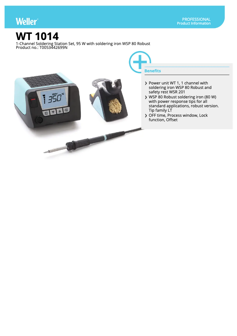 Page 1 of the manual Technical Sheet Weller WT 1014