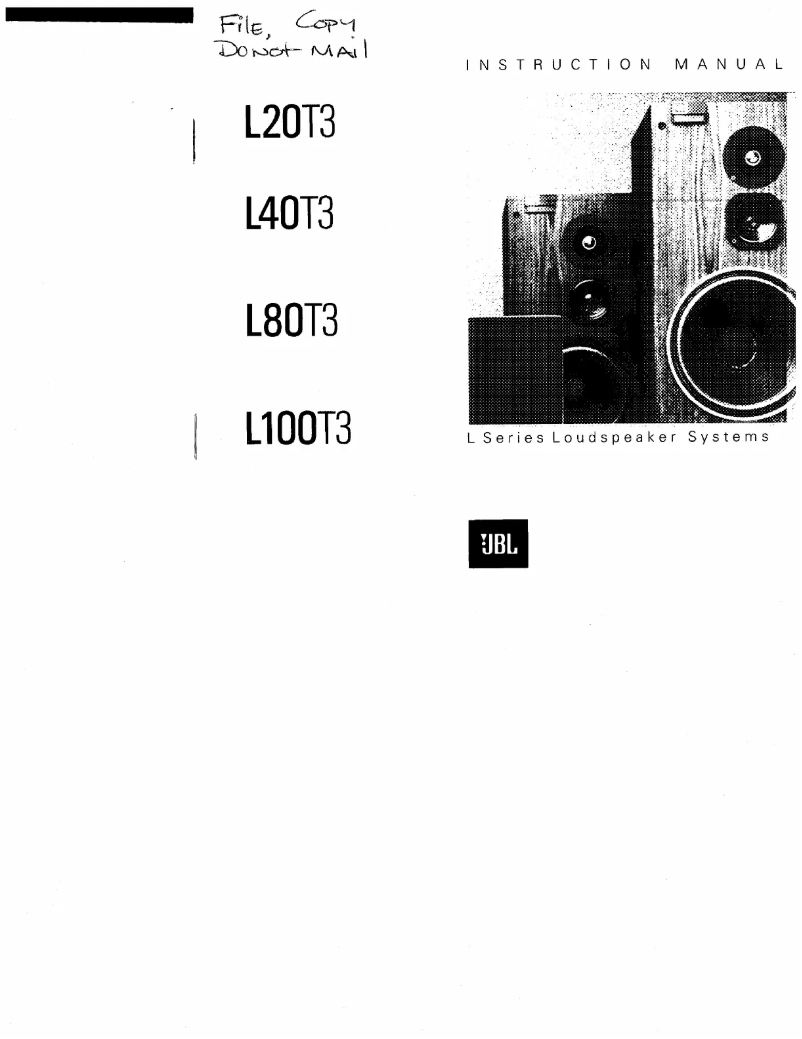 Page 1 of the manual User Manual JBL L80T3
