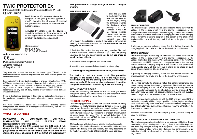 First page image of the manual for Twig Protector Ex
