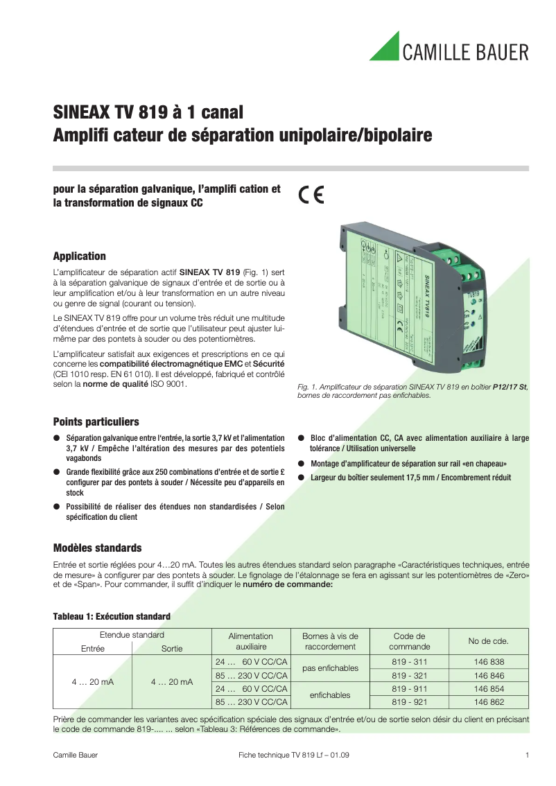 First page image of the manual for Sineax TV819