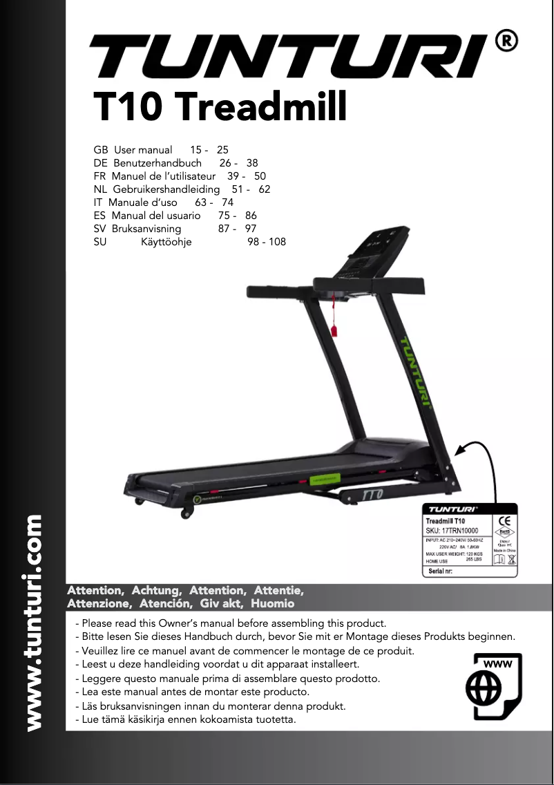 First page image of the manual for Compentence T10