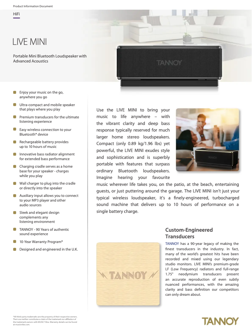 First page image of the manual for Live Mini