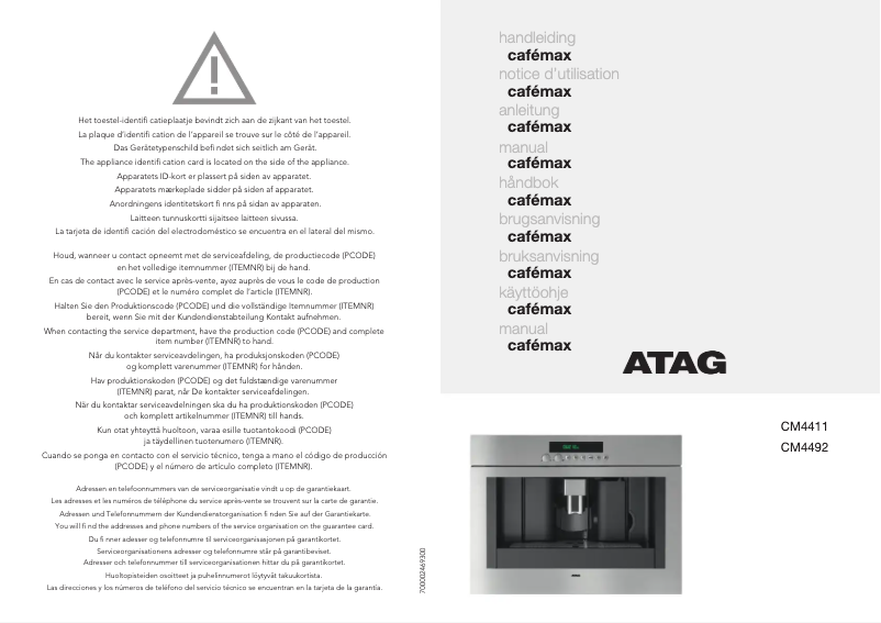 Page 1 of the manual User Manual Atag CM4492ACUU