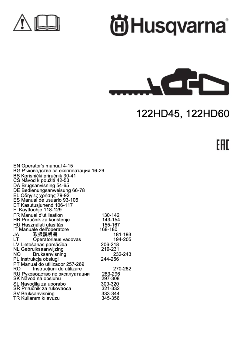 Page 1 of the manual User Manual Husqvarna 122HD61