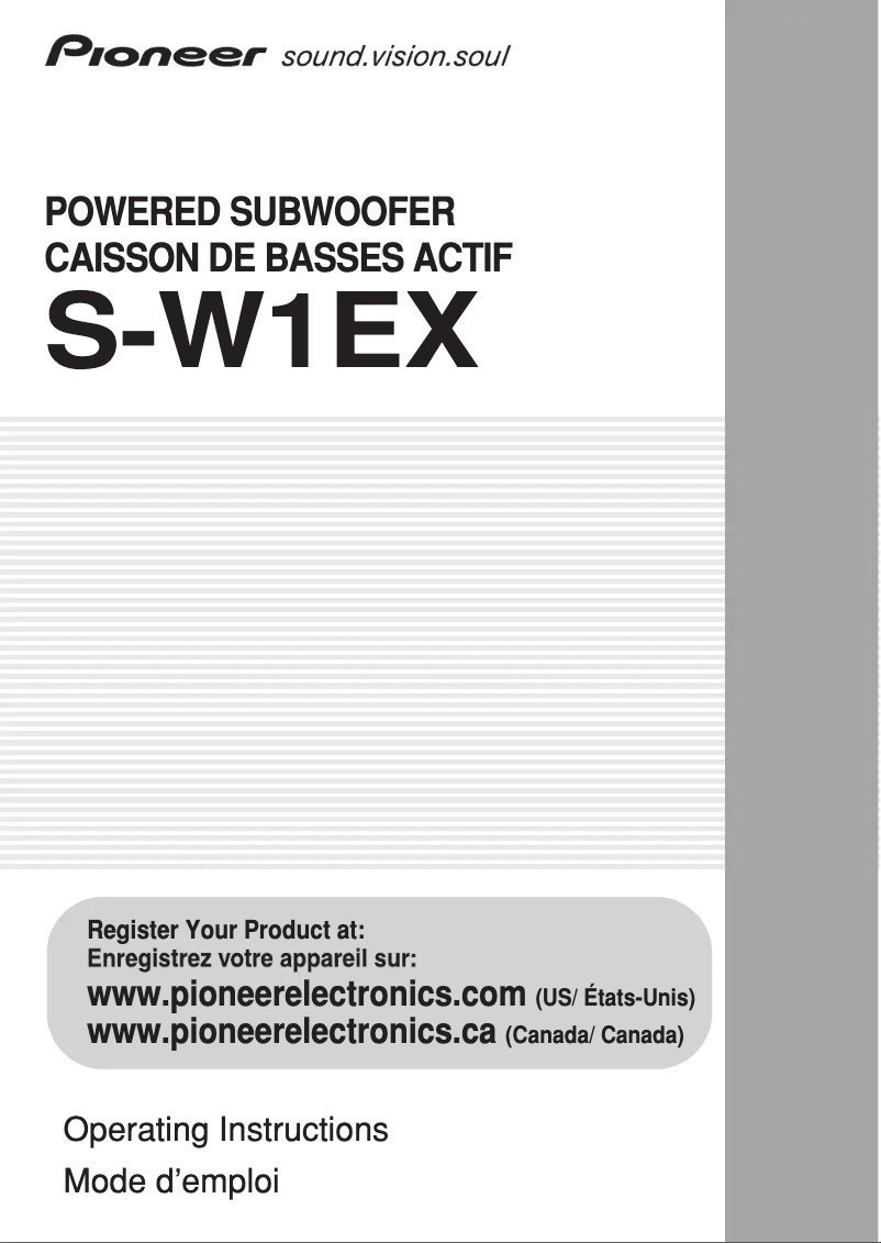 First page image of the manual for S-W1EX