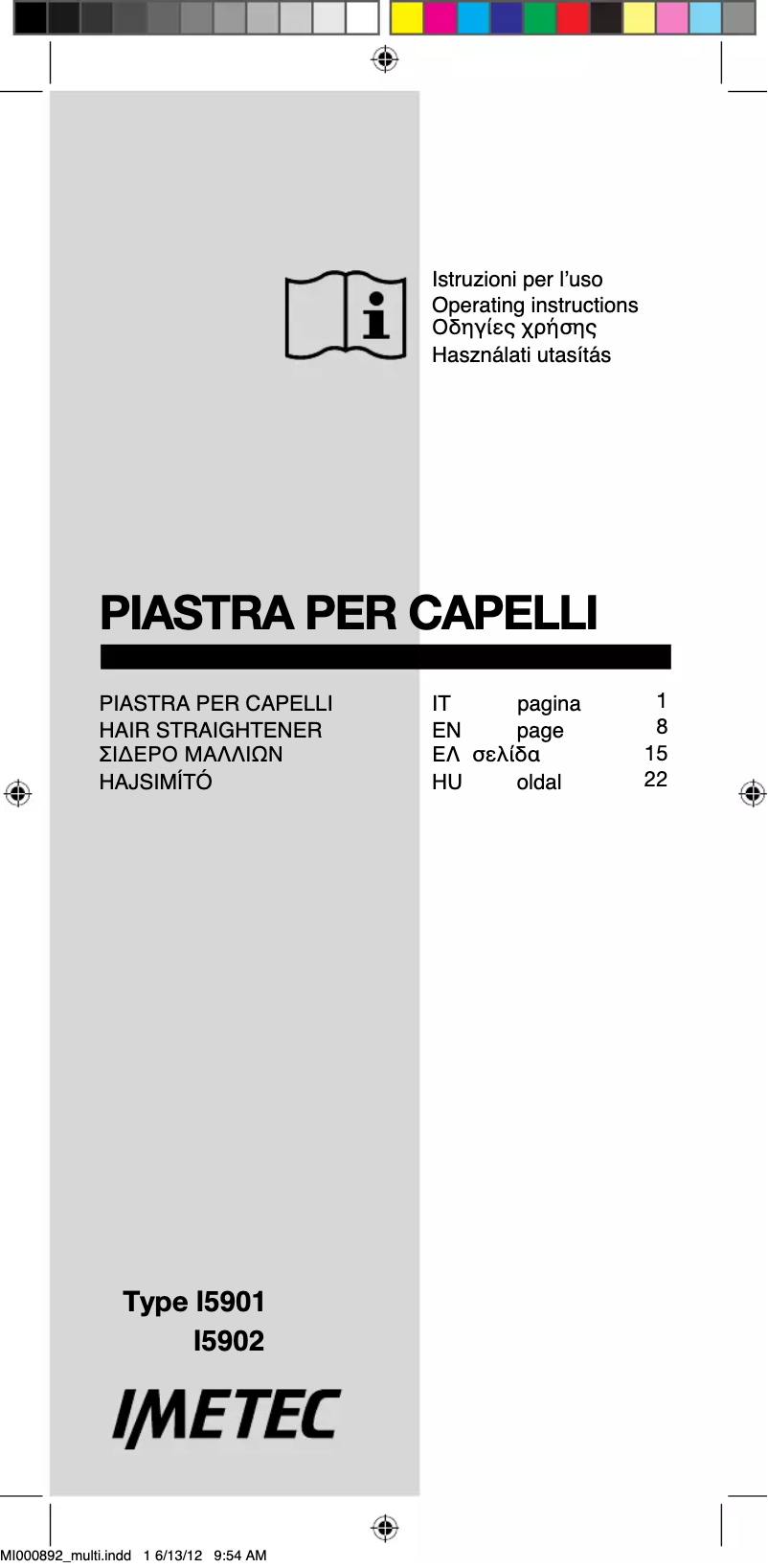 Page 1 of the manual User Manual Imetec Bellissima Creativity B1700