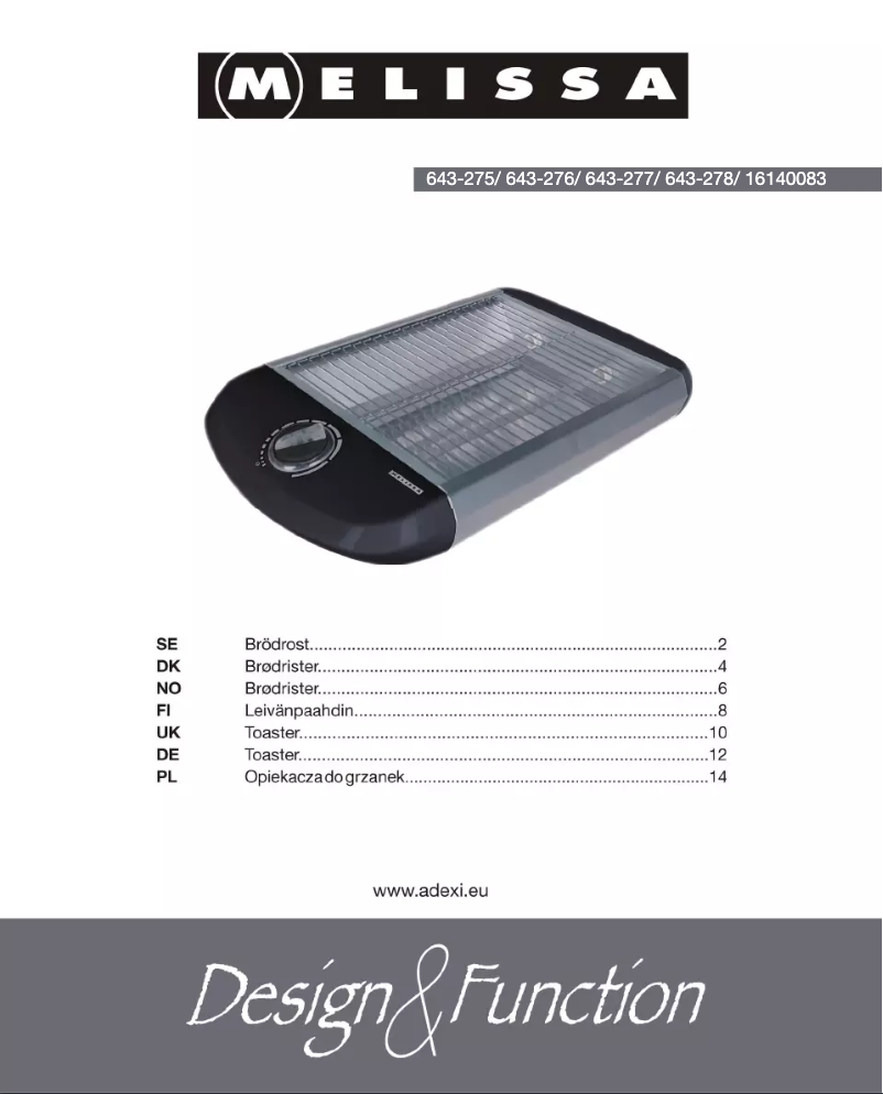 Page 1 of the manual User Manual Melissa 16140083