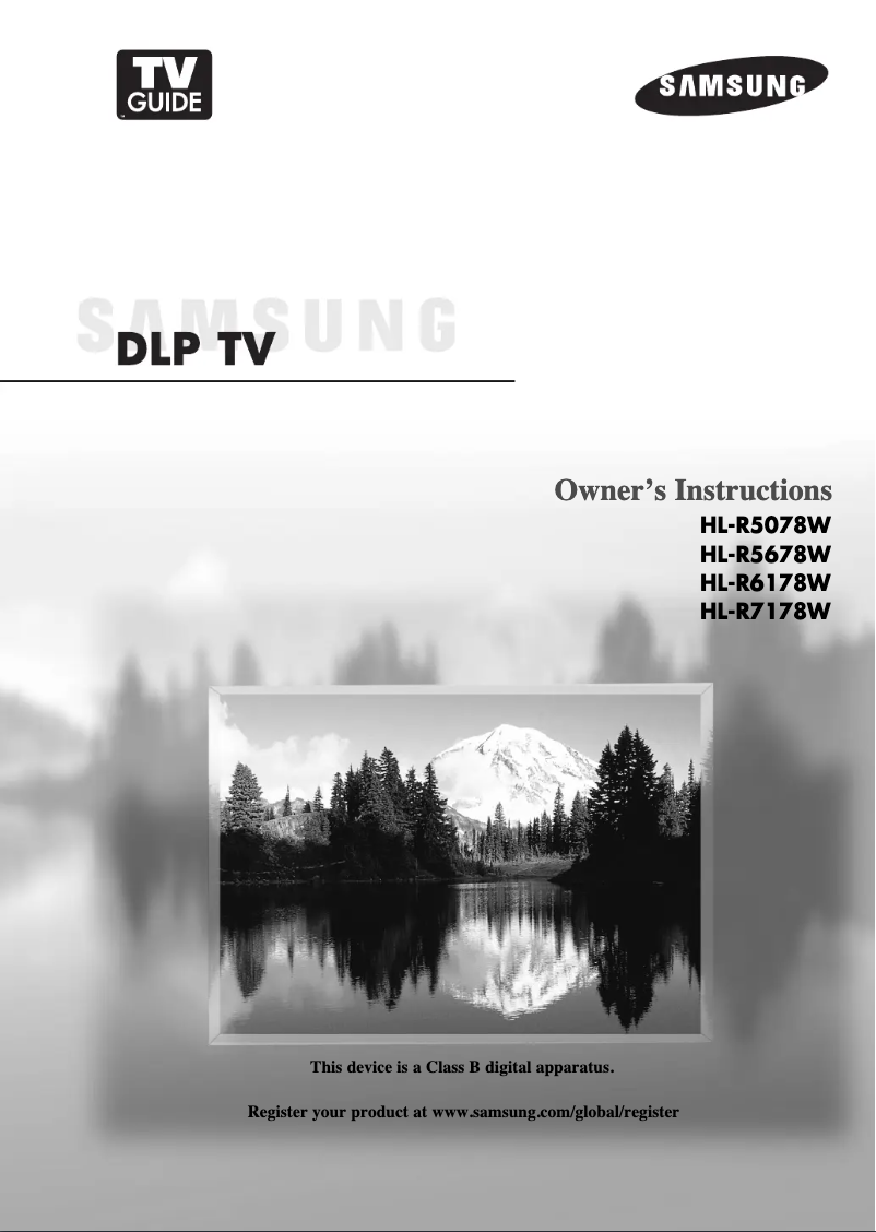 Page 1 of the manual User Manual Samsung HL-R5078W