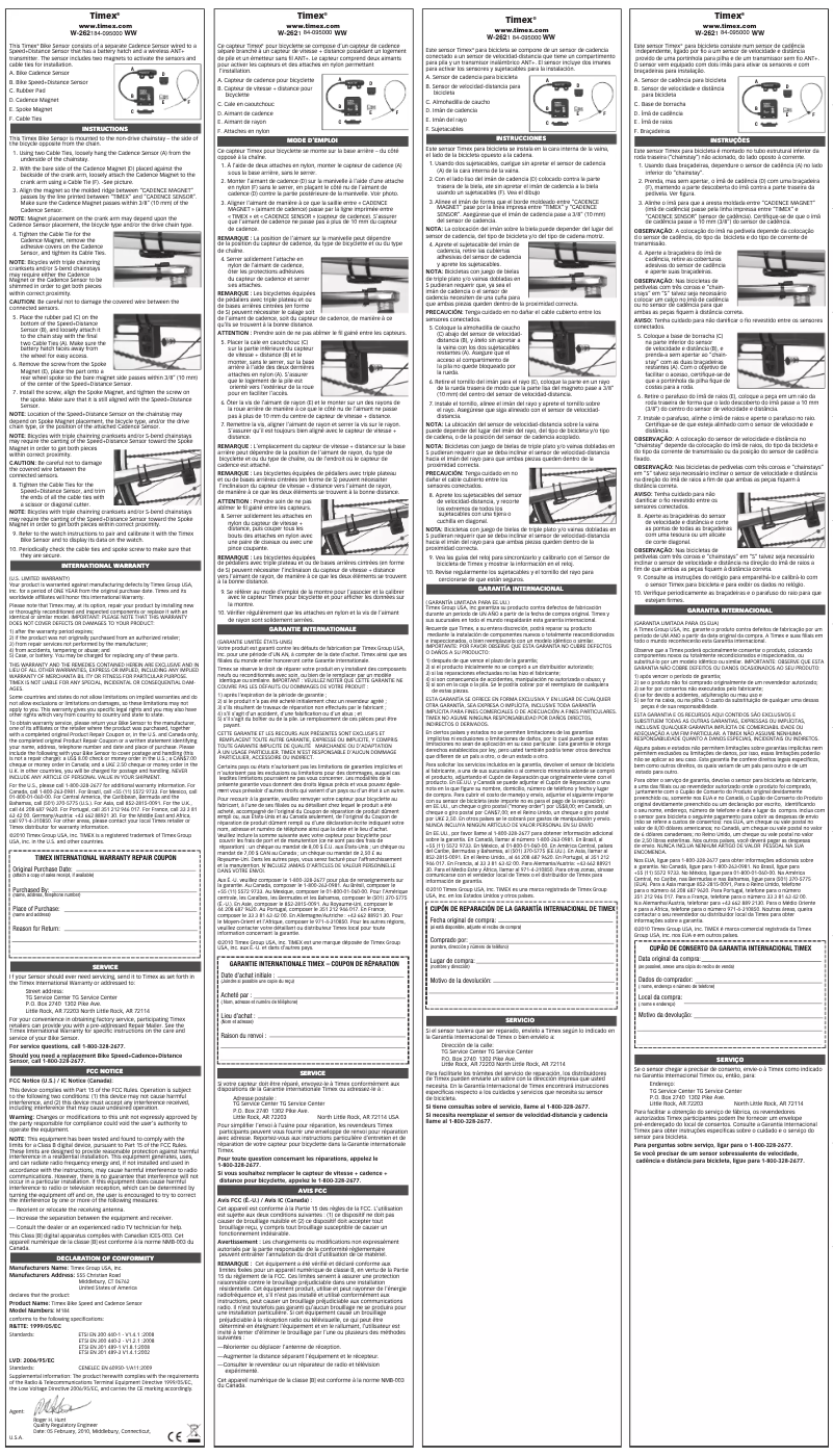 First page image of the manual for BikeSensor W262-M184
