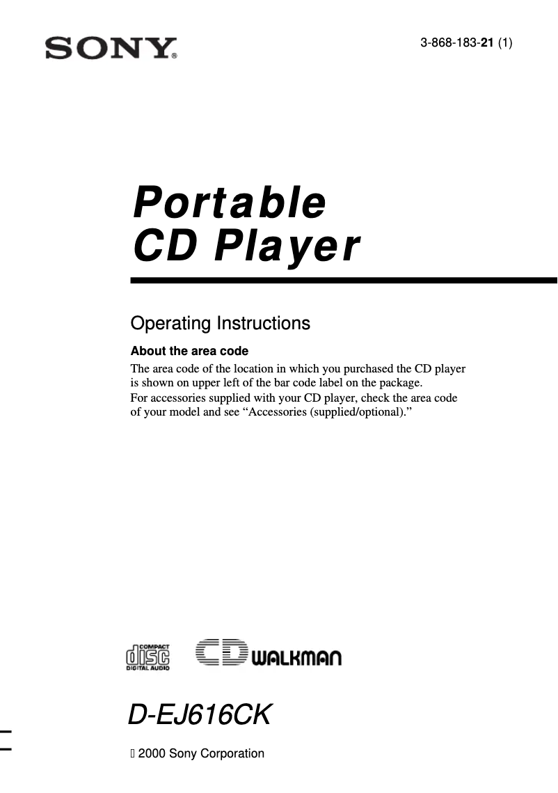 First page image of the manual for D-EJ616CK