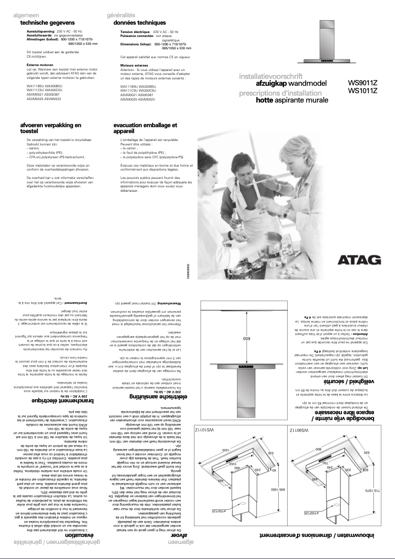 Page 1 of the manual Installation Guide Atag WS9011ZMTUU