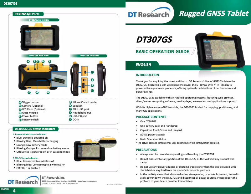 Page 1 of the manual User Manual DT Research DT307GS