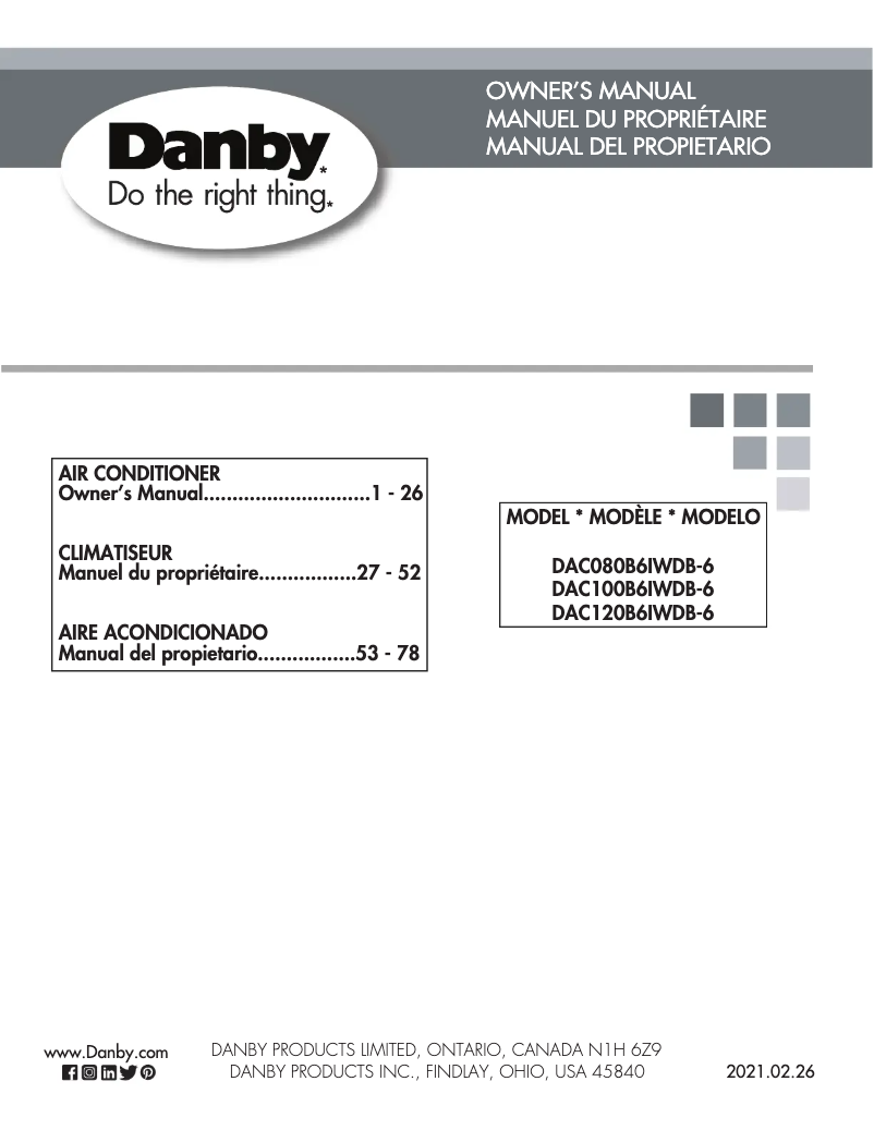 Page 1 of the manual User Manual Danby DAC080B6IWDB-6