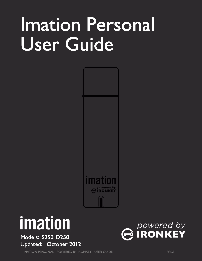 Page 1 of the manual User Manual Ironkey Personal D250