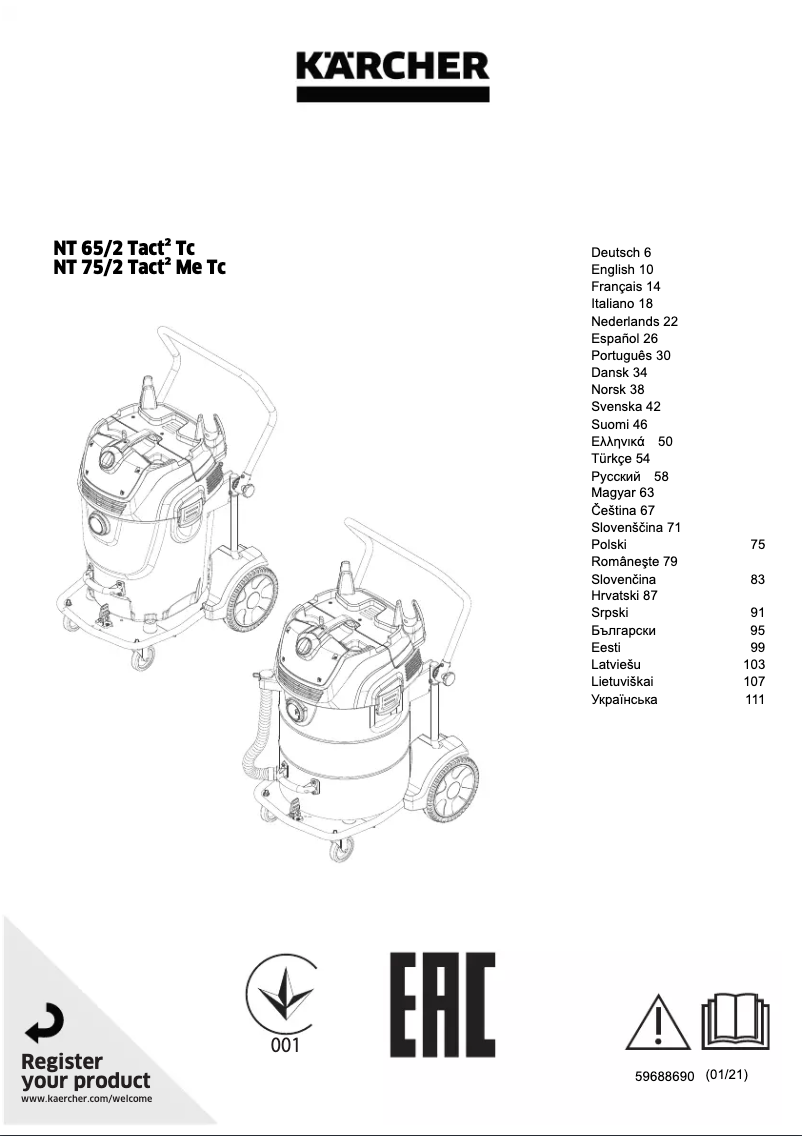 Page 1 of the manual User Manual Kärcher NT 65/2 Tact² Tc