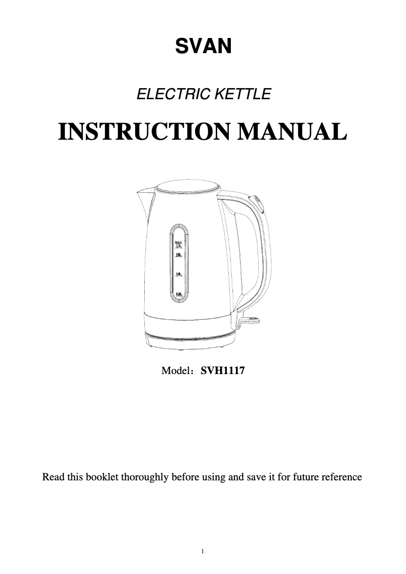 First page image of the manual for SVHV1117