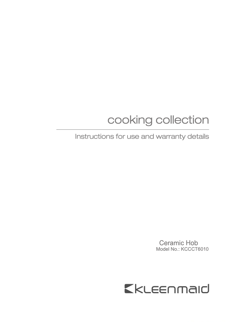 First page image of the manual for KCCCT6010