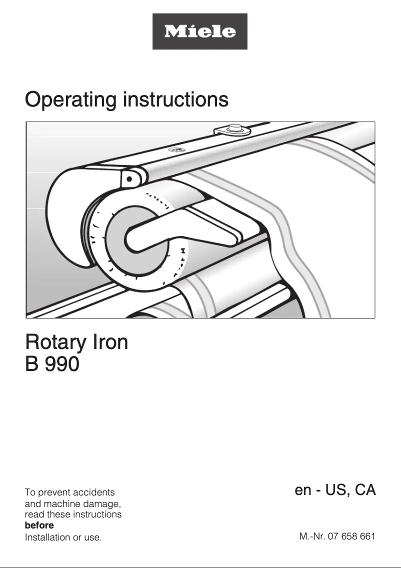 Page 1 of the manual Installation Guide Miele B990