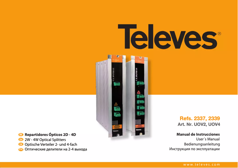 Page 1 of the manual User Manual Televes T.0X Optical 2339