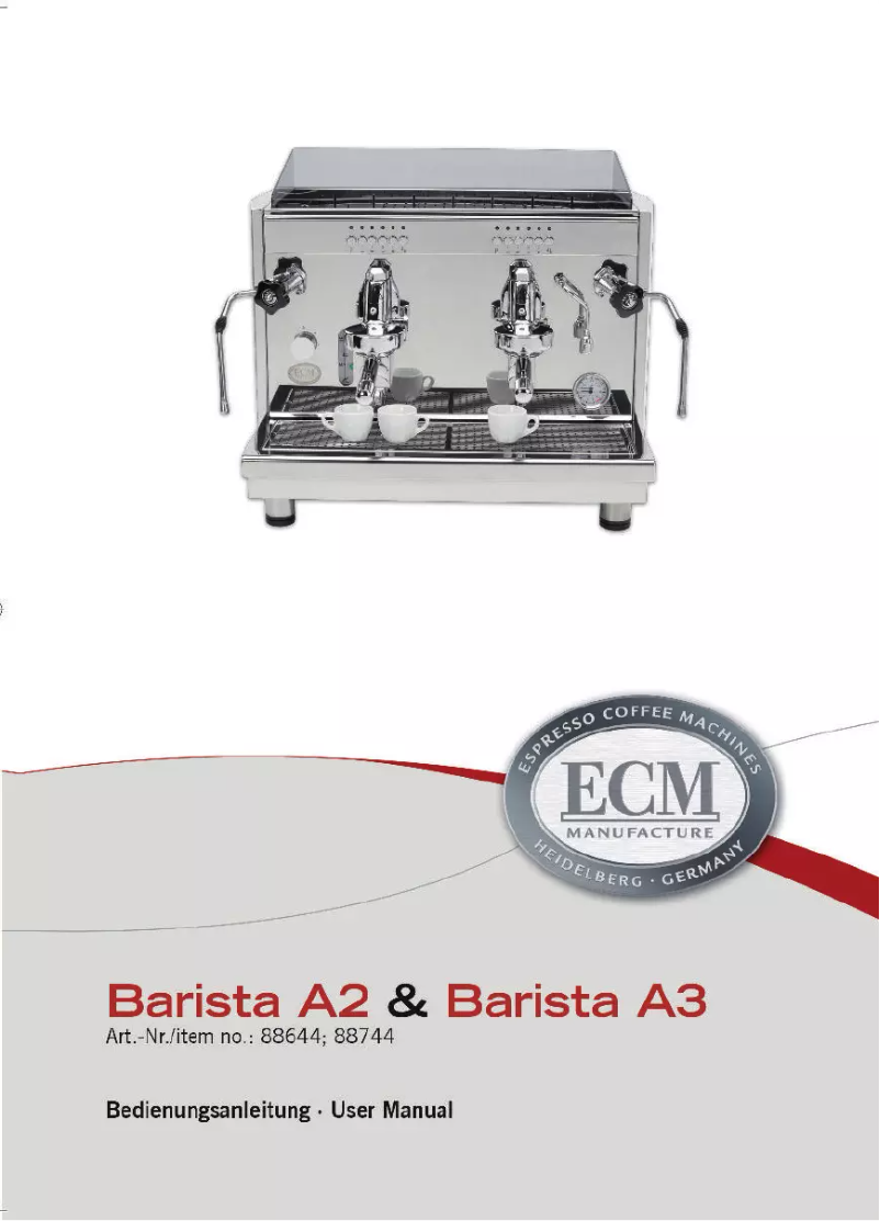 First page image of the manual for Barista A3
