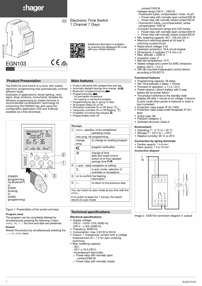 First page image of the manual for EGN103