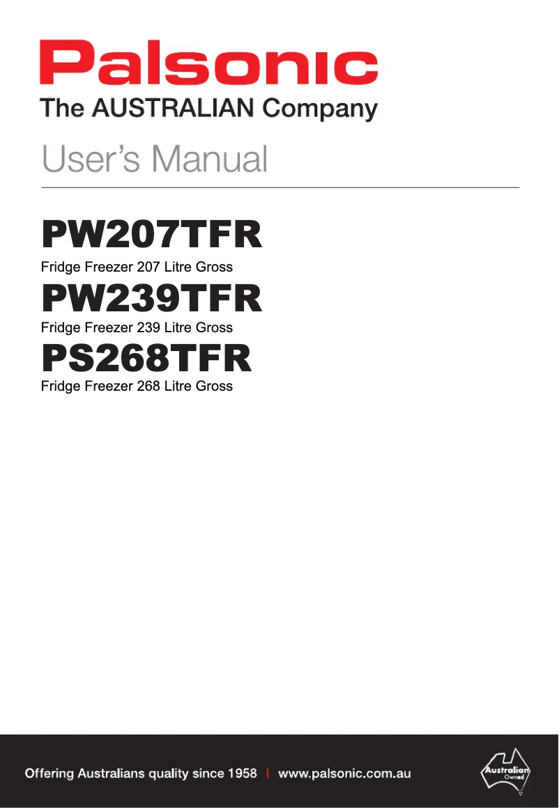 First page image of the manual for PW207TFR