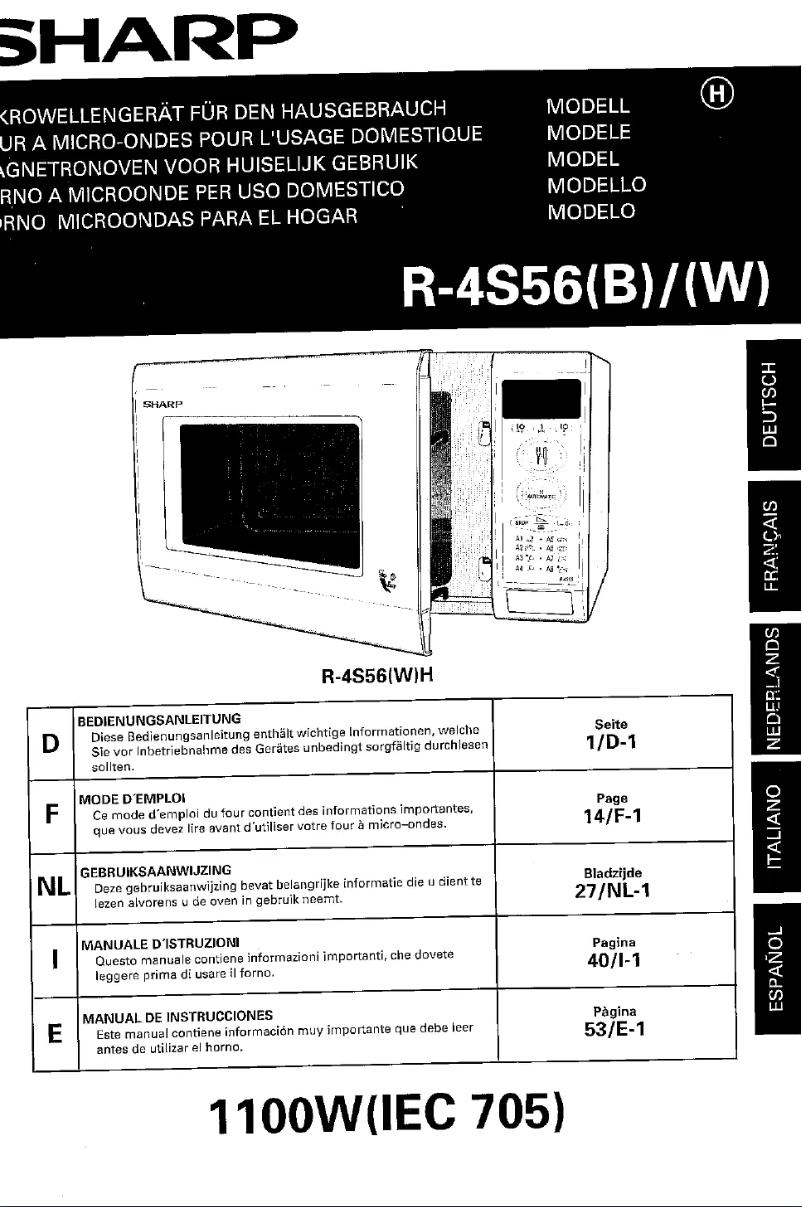 Page 1 of the manual User Manual Sharp R-4S56W