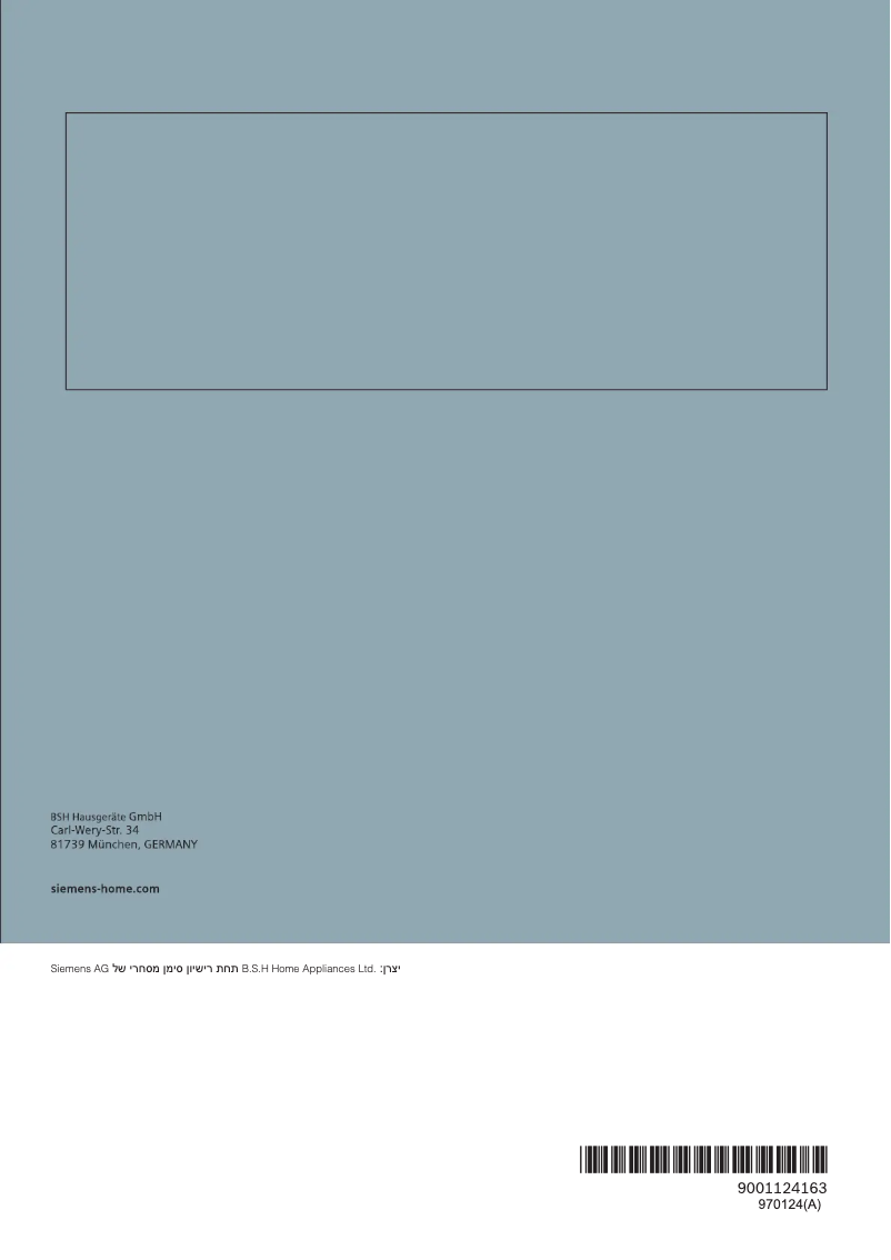 Page 1 of the manual User Manual Siemens EC7A5RB90Y