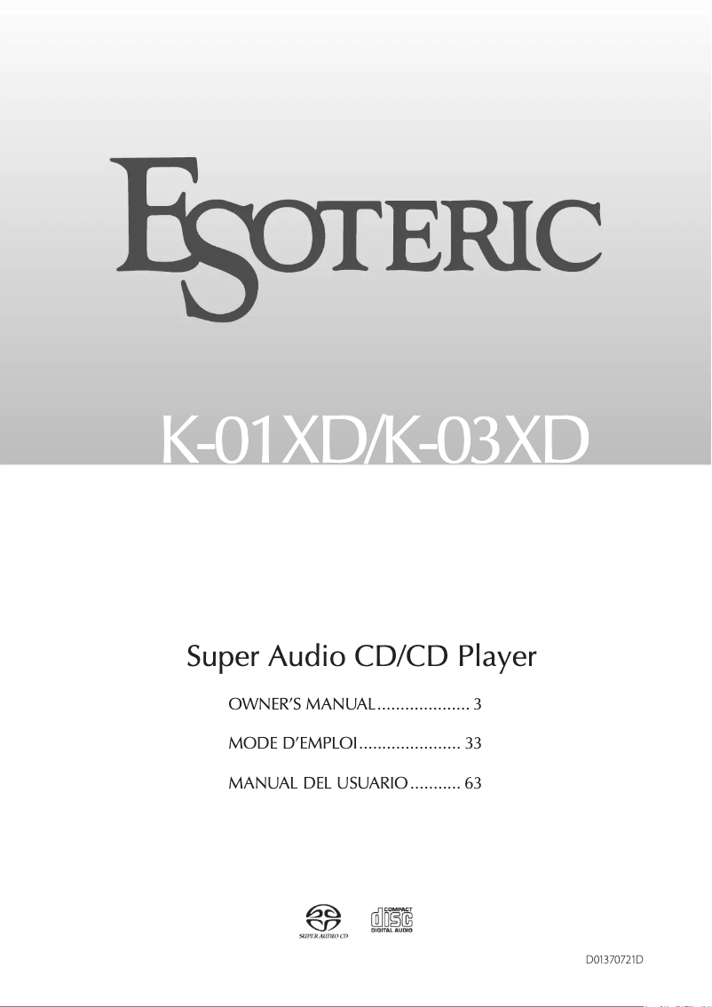 Page 1 of the manual User Manual Esoteric K-03XD