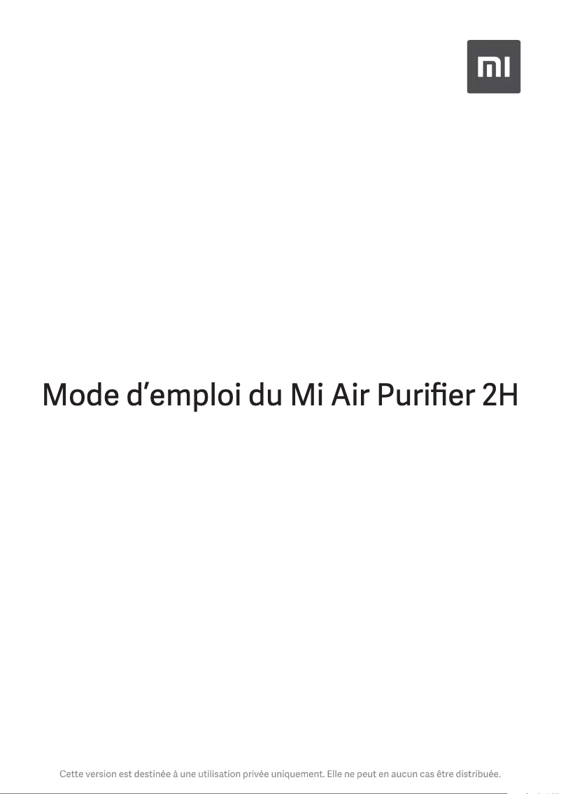 Page 1 of the manual User Manual Xiaomi Mi Air Purifier 2H