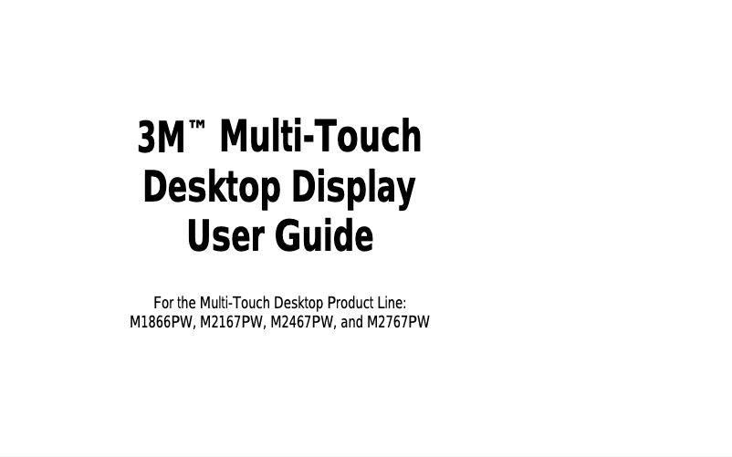 Page 1 of the manual User Manual 3M M1866PW