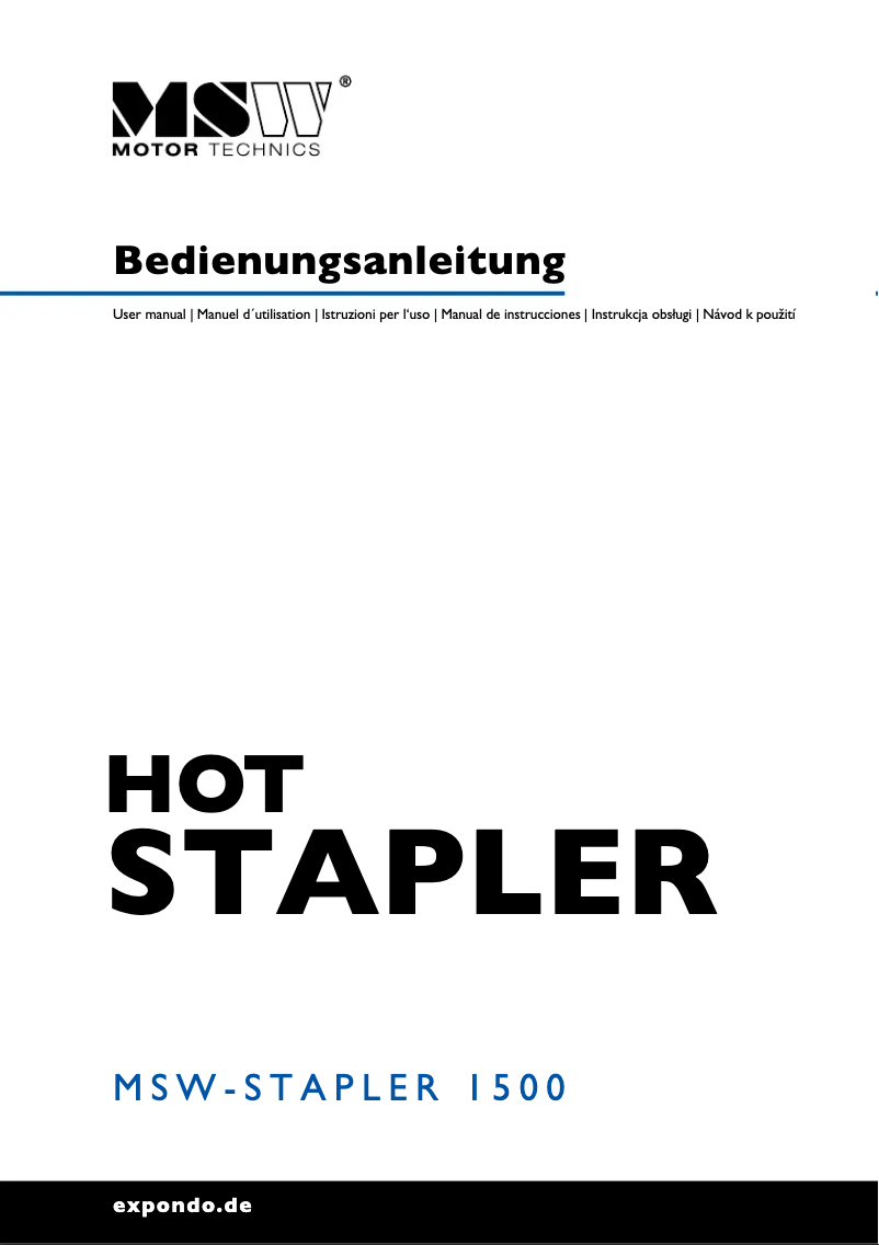 Page 1 of the manual User Manual MSW MSW-STAPLER 1500