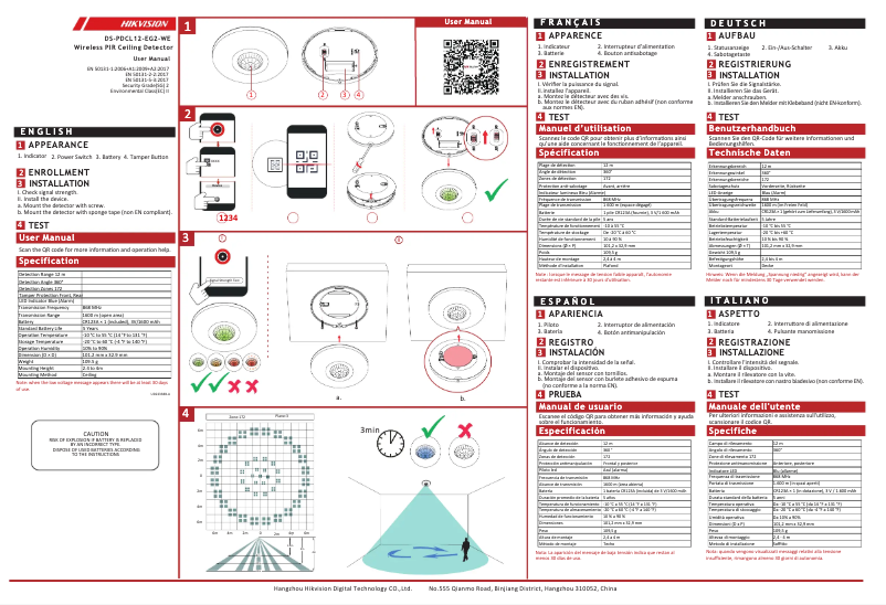 Page 1 of the manual Quick Start Guide Hikvision DS-PDCL12-EG2-WE